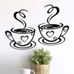 Lot de 2 tasses de stickers muraux pour cuisine en vinyle avec citation d'amour pour pub d�co caf� th� ...