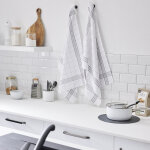 Lot de 2 torchons en coton  essential  - blanc et gris - l 50 x l 70 cm - livraison gratuite