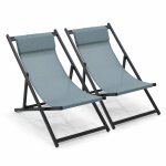 Oviala - lot de 2 transats en aluminium bleu