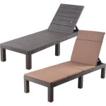 Iztoss - lot de 2 transat, bain de soleil et chaise longue - dossier rglable - marron