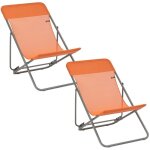 Lot de 2 transats jardin pliants multi - positions - maxi transat - batyline� iso - orange clementine ...
