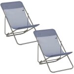 Lot de 2 transats jardin pliants multi - positions - maxi transat - batyline� iso - bleu ocean - lafuma ...