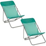 Lot de 2 transats jardin pliants multi - positions - maxi transat - batyline iso - vert chlorophylle ...