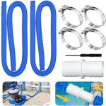 Lot de 2 tuyau piscine, tuyau 32mm bleu, tuyau pompe piscine avec 4 pince fixe, pour piscines hors sol, ...