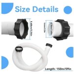 Lot de 2 tuyaux de piscine de 38 mm, 1, 5 m pour pompe � sable et syst�me de sel dans la pompe de filtration ...