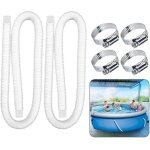 Lot de 2 tuyaux de rechange pour pompe de piscine, avec 4 colliers de serrage en mtal, tuyau de filtre ...