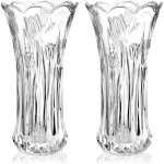 Lot de 2 vases à fleurs en verre, grands vases à fleurs de 9, 5 pouces pour centres de table, vase rose ... Lot de 2 vases à fleurs en verre, grands vases à fleurs de 9, 5 pouces pour centres de table, vase rose ...