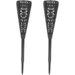 Lot de 2 vases funraires en forme de cne avec seau  fleurs insr dans un cimetire
