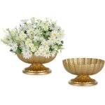 Lot de 2 vases m�tal dor�s vintage, pots d�coratifs or pour int�rieur / ext�rieur / jardin