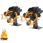 Lot de 2 ventilateurs de po�le � bois, 5 pales, ventilateur � bois, ventilateur de chemin�e silencieux ...