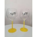 Lot de 2 verres ballon cocktail - 47 cl - pied jaune - mod�le schweppes - neufs