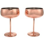 Lot de 2 verres à champagne en cuivre et en acier inoxydable vintage Lot de 2 verres à champagne en cuivre et en acier inoxydable vintage