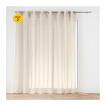 L'effet papillon - lot de 2 voilage � ?illets grande largeur 300 x 240 cm voile tiss� carlin beige