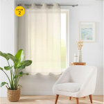 Lot de 2 voilages petite hauteur � ?illets 140 x 180 cm ? voile tiss� �ole beige ?