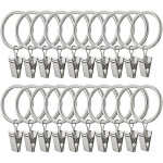 Lot de 20 anneaux de rideaux fippy avec pinces, anneaux m�talliques de 38 mm pour rideaux et tringles ...