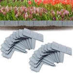 Lot de 20 bordure jardin exterieur pierre - bordure jardin plastique - bordure pelouse 5m - gris