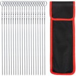 Lot de 20 brochettes � viande en acier inoxydable pour barbecue, brochettes en m�tal plat 36 cm