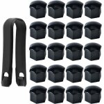 Lot de 20 capuchons cache - �crous de roue 17mm noir hexagonaux avec outil de montage pour voiture