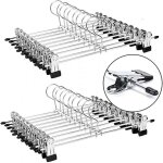 Lot de 20 cintres pour pantalon en mtal, avec 2 pinces amovibles, grande capacit de charge, finition ...