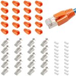 Lot de 20 connecteurs rj45 cat7 cat6a, 10gbps fiche lan avec protection anti - torsion et aide � l?enfilage, ...