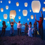 Lot de 20 lanternes chinoises � lib�rer en m�moire - couleur blanche - pour anniversaire, mariage, fun�railles ...