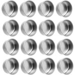 Lot de 20 photophores ronds en aluminium vides pour bougies chauffe - plat - en m�tal - argent�