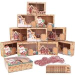 Lot de 24 botes cadeaux de nol en papier kraft avec fentre et ficelle, pour emballer des cadeaux, ...