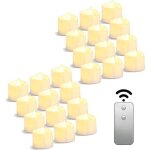Lot de 24 bougies chauffe - plat � led, t�l�command�es, aliment�es par piles, 3, 8 x 3, 8 cm, pour f�te ...