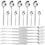Lot de 24 couverts en acier inoxydable pour 6 personnes - poli brillant - avec couteau, fourchette, cuillre, ...
