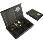 Lot de 24 couverts plats en acier inoxydable avec porte - couverts en argent, cuillres, fourchettes ...