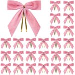 Lot de 24 petits n?uds de nol en rose velours pour sapin de nol, couronne, emballage cadeau, loisirs ...