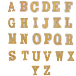 Lot de 26 �cussons lettres anglaises dor�es, en coton r�sistant, faciles � appliquer et � repasser.