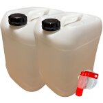 Negomix - lot 2x bidon jerrican plastique 20 litres blanc bouchon din 61 + 1 robinet verseur Negomix - lot 2x bidon jerrican plastique 20 litres blanc bouchon din 61 + 1 robinet verseur
