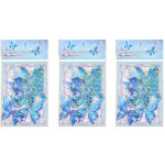 Lot de 3 autocollants papillons d�coratifs effet holographique, coloris bleu
