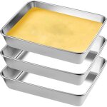 Lot de 3 bac de cuisson en inox 25. 5x19. 5x5cm plat rectangulaire en acier inoxydable, plat inox rectangulair ...