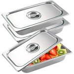 Lot de 3 bac inox alimentaire, plat four rectangulaire, 32, 5 x 17, 6 cm plats � four en acier inoxydable, ...