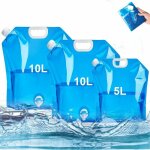 Lot de 3 (bleu) bidons d'eau pliables avec robinet 2 x 10 l + 1 x 5 l bidon d'eau potable portable sans ...