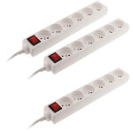 Lot de 3 blocs multiprise 6 prises 16a 2p + t interrupteur - blanc - zenitech