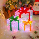 Lot de 3 bo�tes cadeaux de no�l illumin�es, d�corations de no�l illumin�es, bo�te � cadeaux pour all�e ...