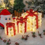 Lot de 3 bo�tes cadeaux de no�l illumin�es, d�corations de no�l illumin�es, f�te de vacances, d�corations ...