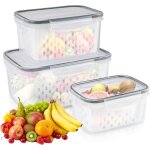 Lot de 3 bo�te rangement frigo, boite de conservation alimentaire, boite de rangement frigo, bac a legumes ...