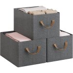 Lot de 3 bote de rangement ouverte en tissu woltu cube de rangement, panier rangement pliable, casier ...