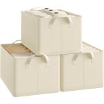Lot de 3 botes de rangement woltu en tissu, cube de rangement sans couvercle, avec poigne, crme, 37, ...