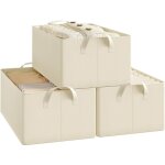 Lot de 3 botes de rangement woltu en tissu, cube de rangement sans couvercle, avec poigne, crme, 47x28x20 ...