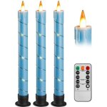 Lot de 3 bougies coniques sans flamme vacillante � piles avec t�l�commande et led temporelle 3d dynamique ...