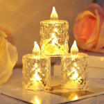 Lot de 3 bougies cristal sans flamme � piles pour d�coration de table, mariage, halloween, no�l, ambiance ...