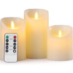 Lot de 3 bougies sans flamme � led �lectriques en cire v�ritable avec t�l�commande et minuterie 24 heures ...