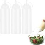 Lot de 3 bouteilles � sauce, 500 ml, en plastique, � presser, doseur, shaker � vinaigrette, pour peindre, ...