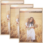 Lot de 3 cadre photo 40x60 cm woltu, cadre en bois massif, d�coration murale ou sur table, avec passe ...