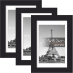Lot de 3 cadres photo noirs en pvc, 4x6 , fixation murale pour affiches et impressions (sans papier cartonn�) ...